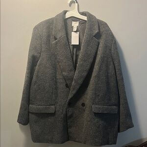 H&M Charcoal Double-Breasted Blazer